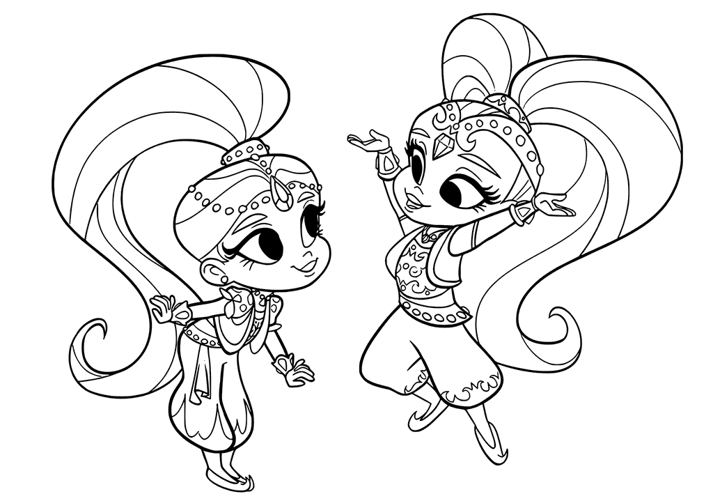 1024x719 Shimmer And Shine Coloring Pages For Girls