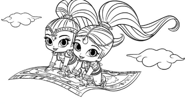 606x341 Shimmer And Shine Coloring Pages Free Drawing Board Weekly