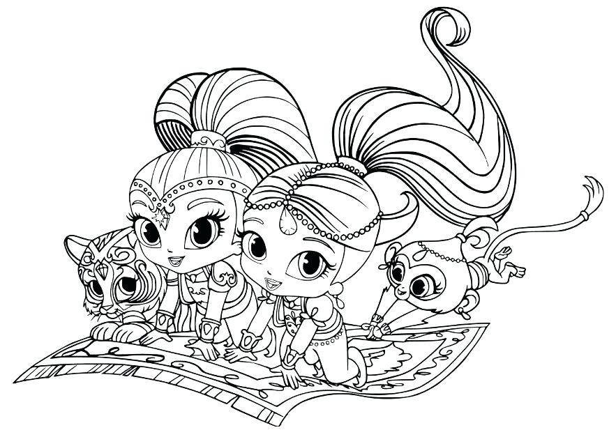 883x617 Coloring Pages For Girls Shimmer And Shine Kids Drawing Board