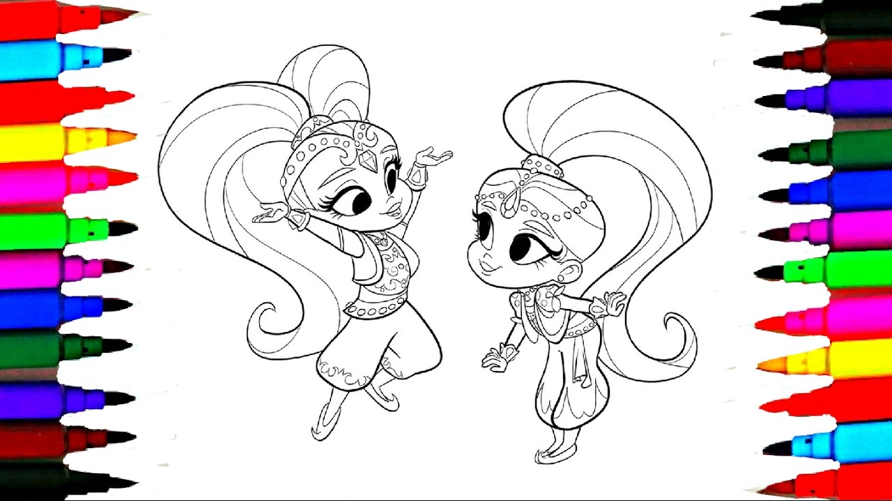 1280x720 Coloring Pages Shimmer And Shine L Nickelodeon Drawing Pages