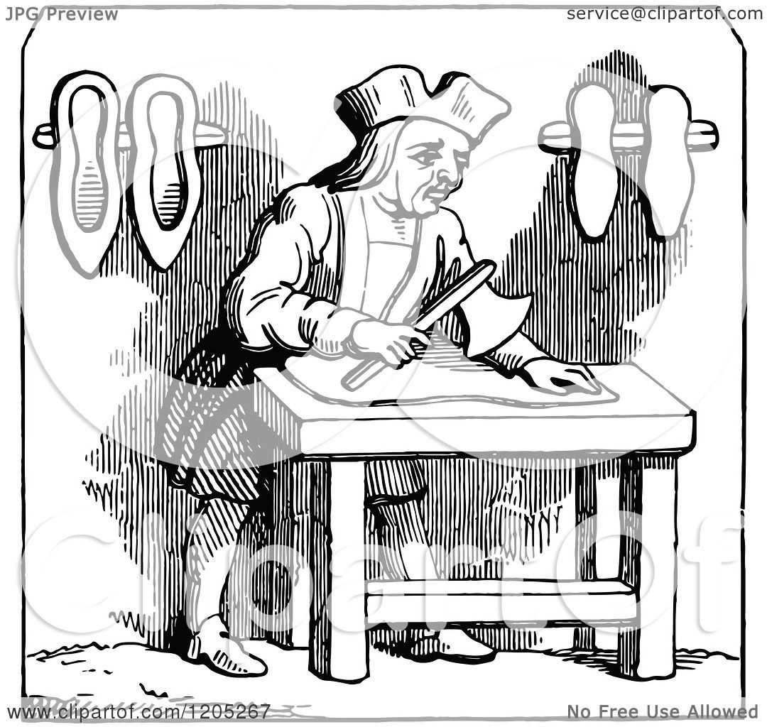 1080x1024 Clipart Of A Vintage Black And White Shoemaker
