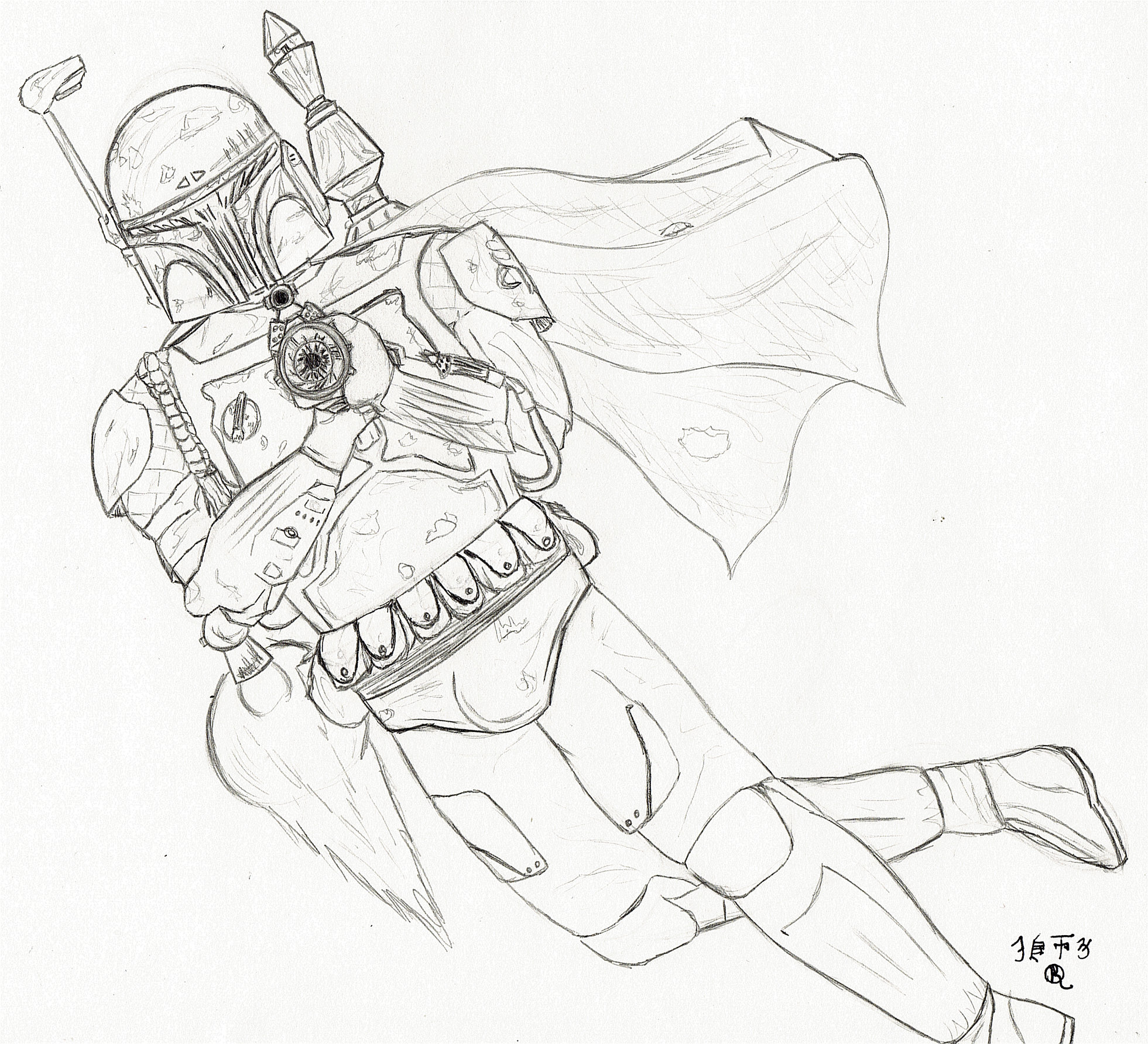 1961x1784 Boba Fett Shooting You Down By Lionofdemise