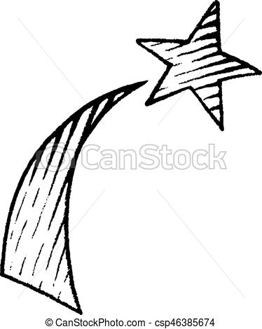 374x470 Vectorized Ink Sketch Shooting Star. Vector Illustration