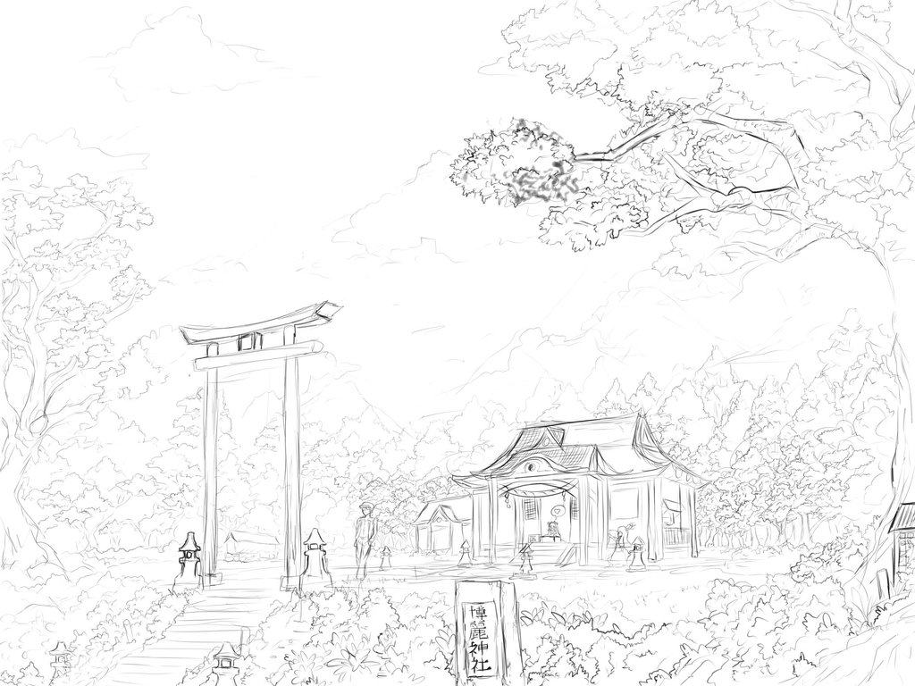 1024x768 Hakurei Shrine By Venomousblaze