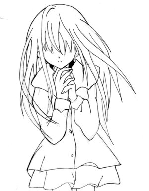 300x384 Line Art Shy Girl By Luna Moon Star Girl