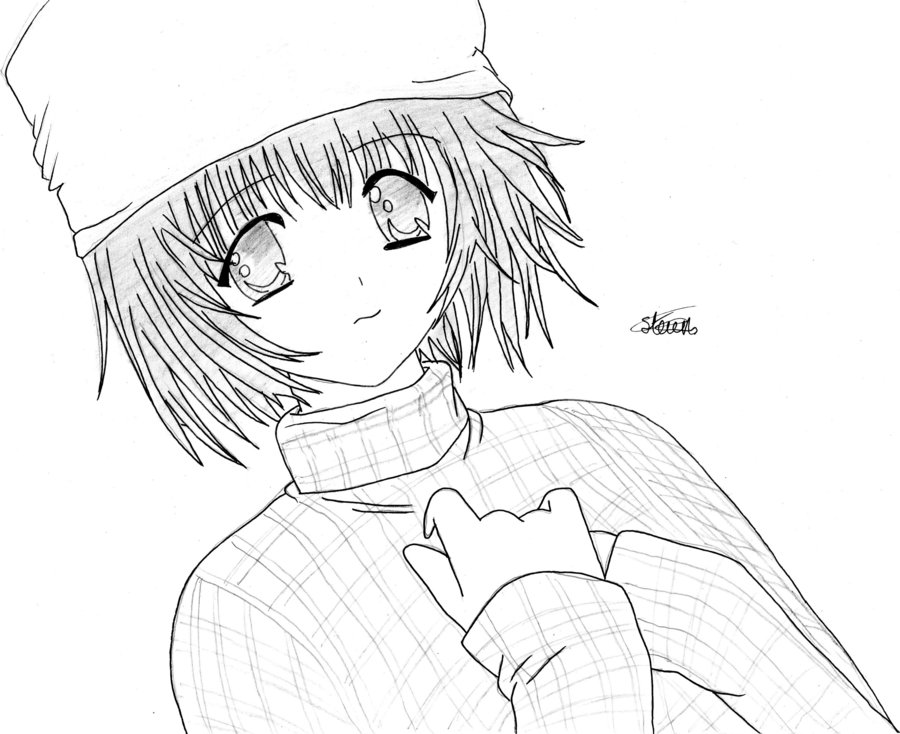 900x734 Shy Anime Girl By Flashtheteddy