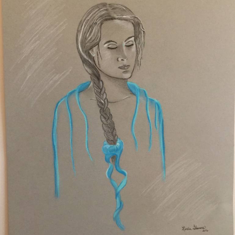 770x770 Saatchi Art Shy Girl Drawing By Linda Flowers