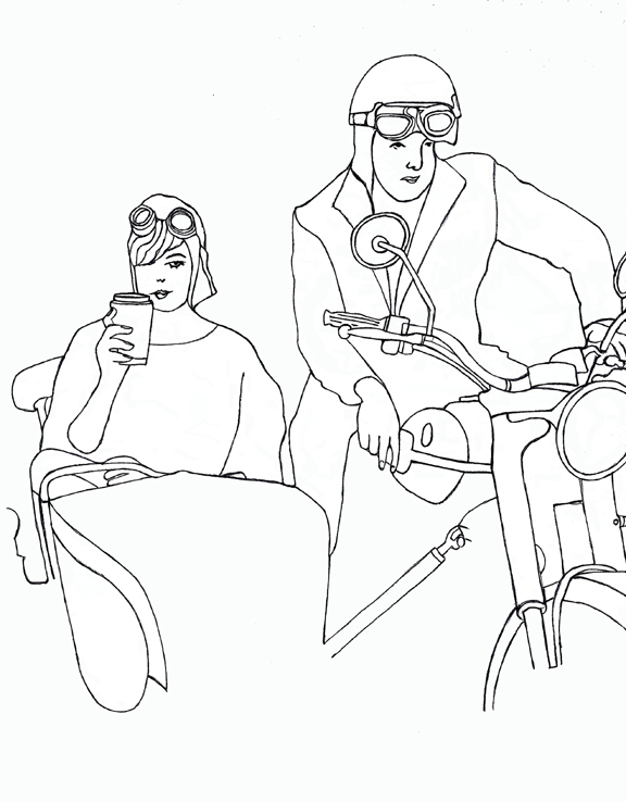 576x738 Motorcycle With Sidecar Drawing Places And Things To Look