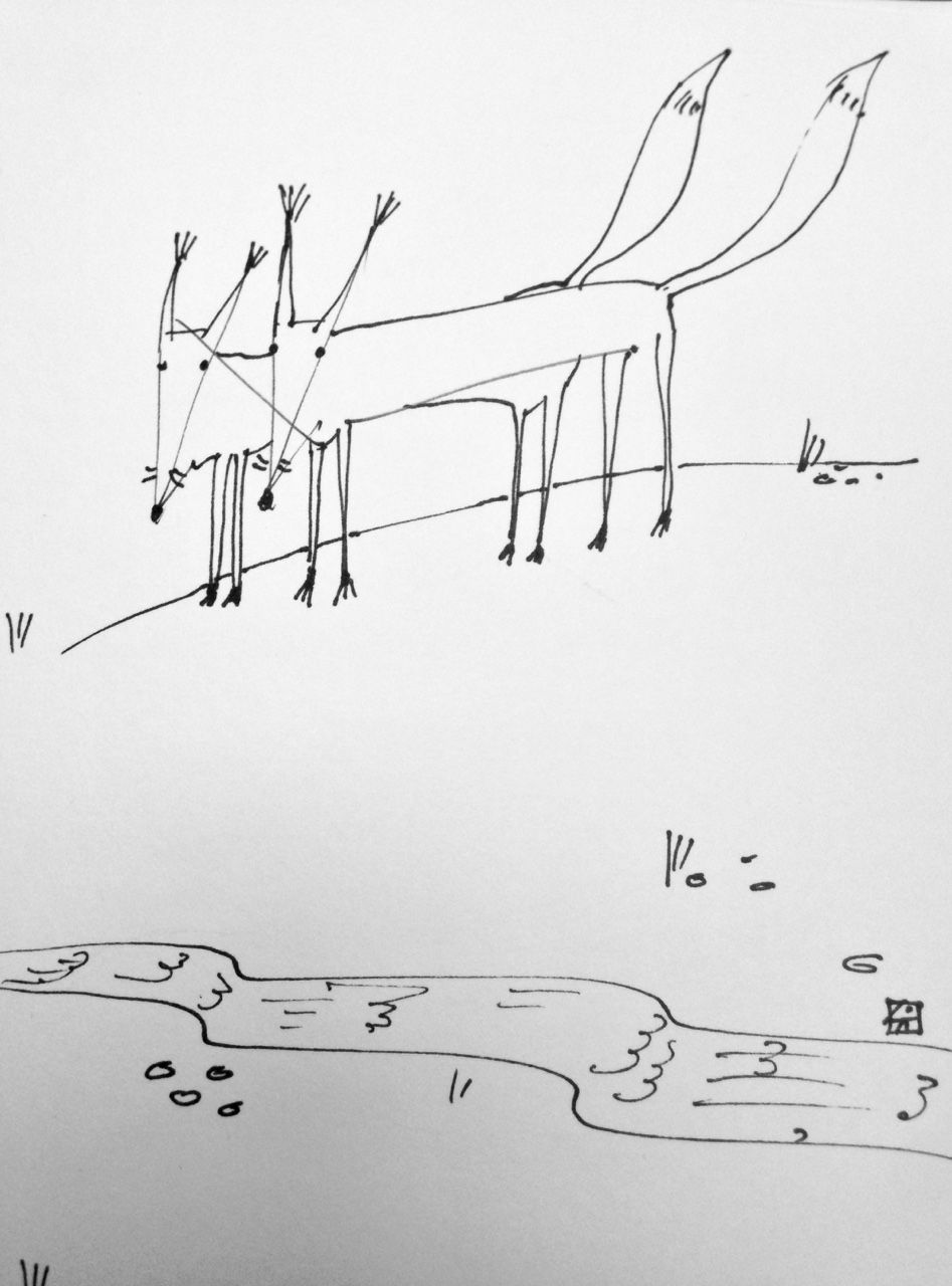 947x1280 Double Entendre. Two Foxes Made Out Of A Signature. By Sabina Hahn