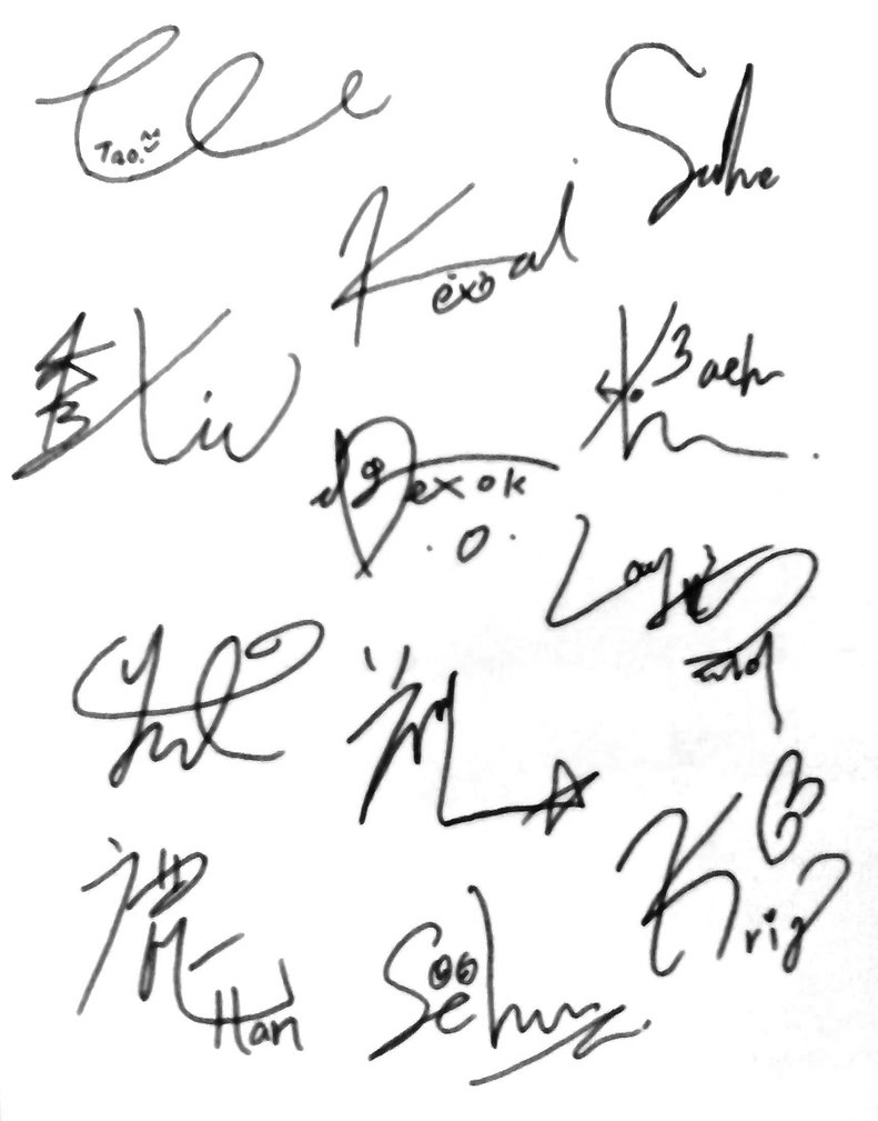791x1009 Exo Members' Signatures By Audrey829sj