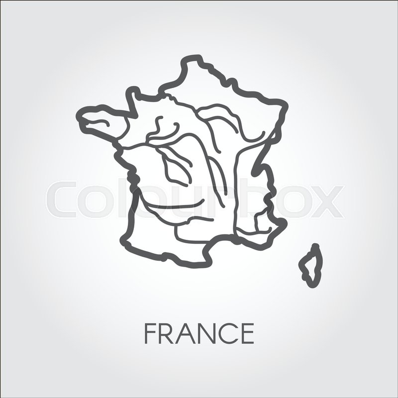 800x800 France Contour Map. Outline Icon Of French Republic. European