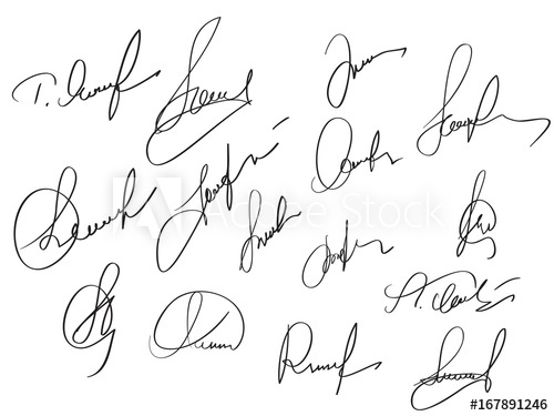 500x375 Manual Signature For Documents On White Background. Hand Drawn