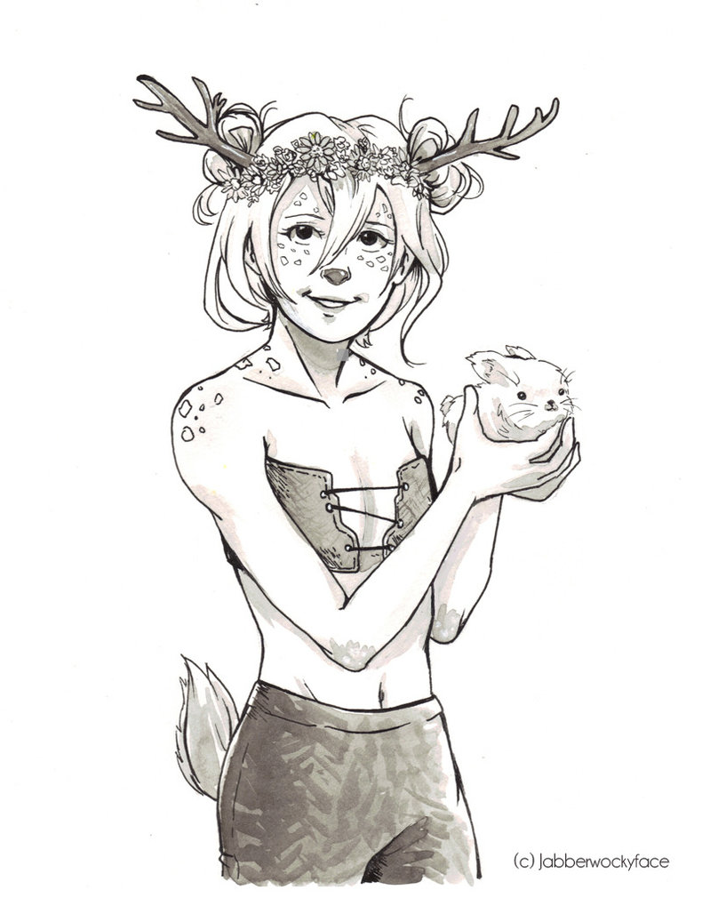790x1010 Inktober 17 Deer Silence By Jabberwockyface