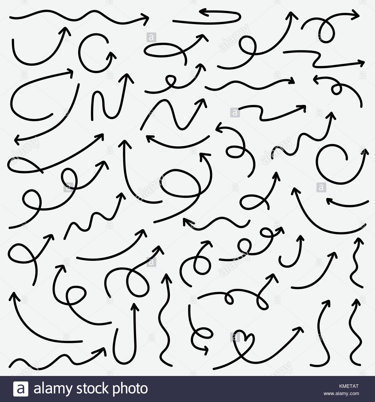 1300x1390 Hand Drawn Arrows Doodle Vector Set. Set Of Simple Arrow Sketches