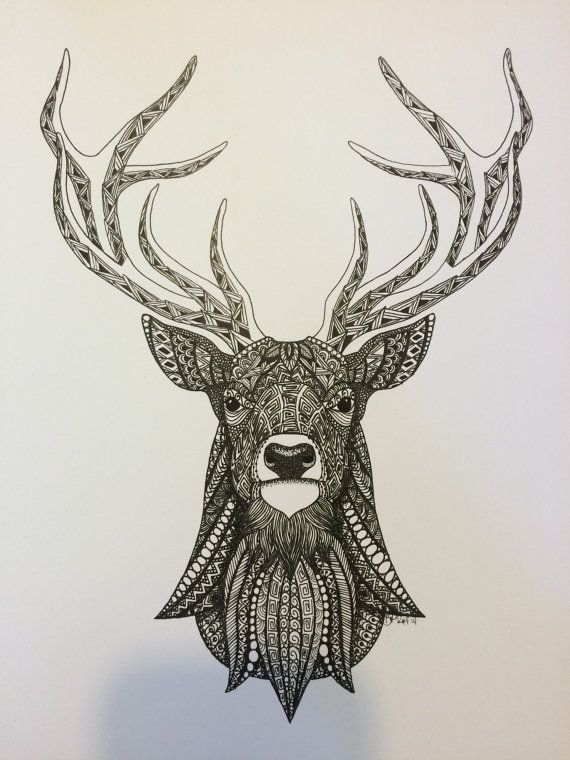570x760 Light Geometric Stitching Makes Up A Majestic Deer Head. Pretty