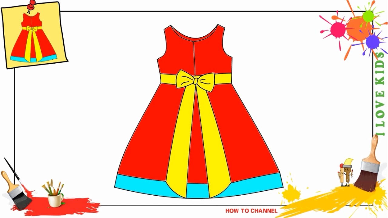 1280x720 How To Draw A Dress Simple, Easy Amp Slowly Step By Step For Kids