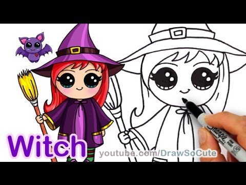480x360 How To Draw A Cute Girl Witch Step By Step