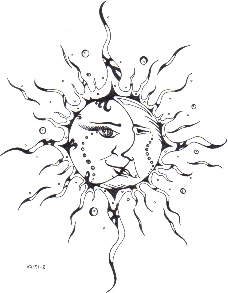 798x1024 Moon And Sun Drawing Sun And Moon Drawing