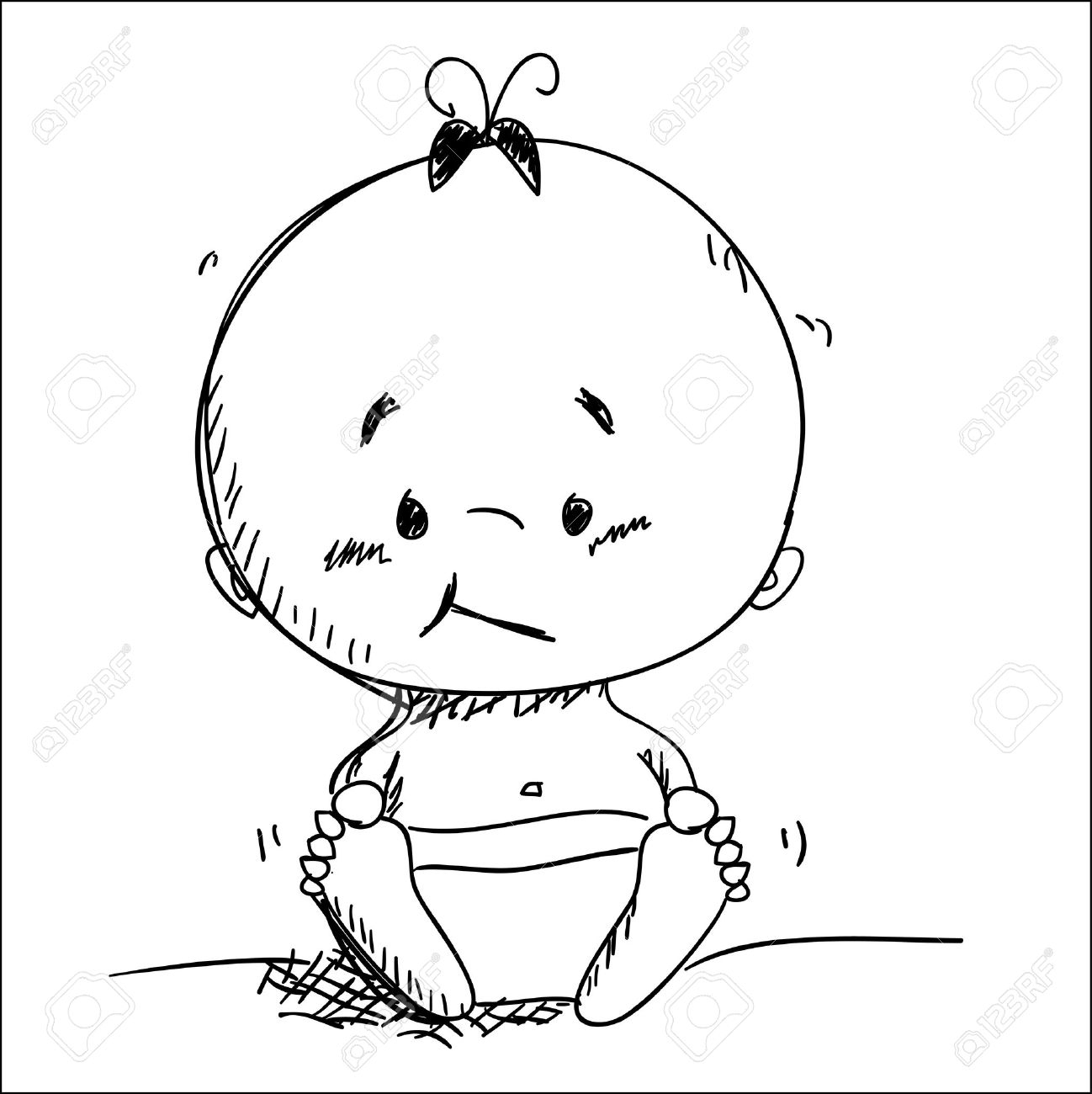1298x1300 Simple Drawing Of Baby Vector Baby Sketch, Illustration Royalty