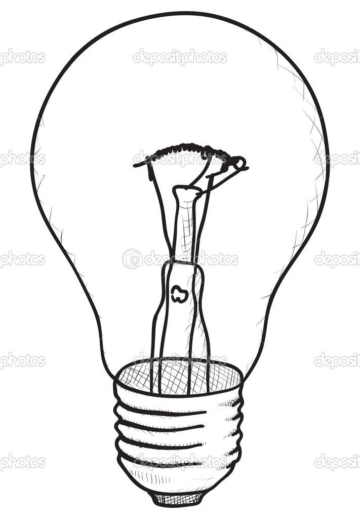 711x1024 Light Bulb Technical Drawing Simple Vector Sketch Silkscreen