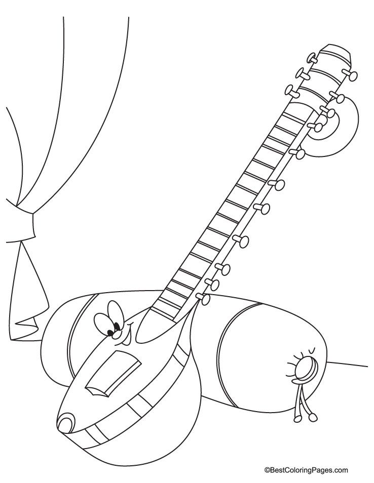 738x954 Sitar Coloring Page Color Of Music Activities