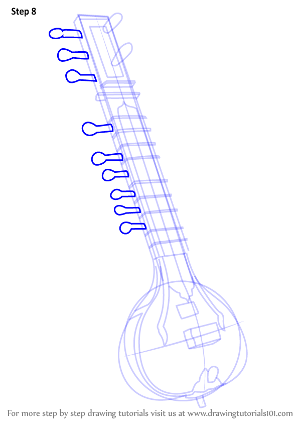 600x846 Learn How To Draw Sitar (Musical Instruments) Step By Step