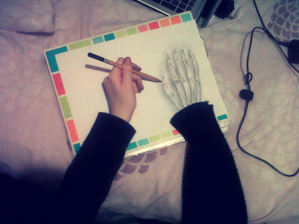 1024x767 Skeleton Hand Drawing Pencil By Lucyvalentine24