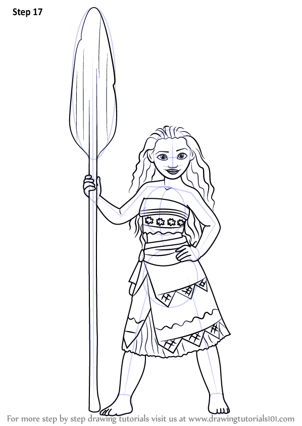598x844 Learn How To Draw Moana Waialiki From Moana (Moana) Step By Step