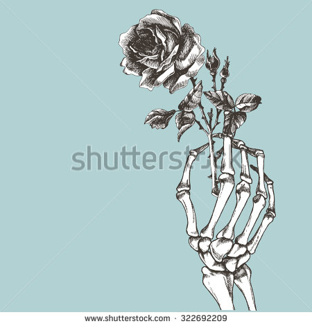 Skeleton Hand Holding Rose Drawing at GetDrawings | Free download