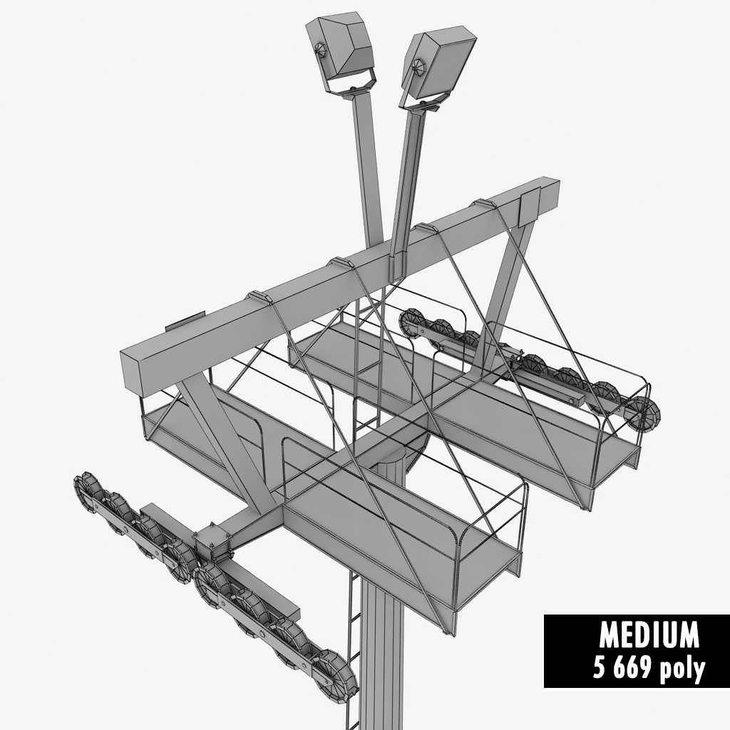 1024x1024 Ski Lift Mountain Pole Medium Poly By Kr3atura 3docean