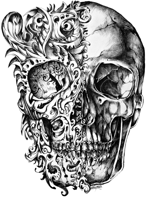 500x655 Cool Skull Tattoo Design Drawing Png On Tattoo