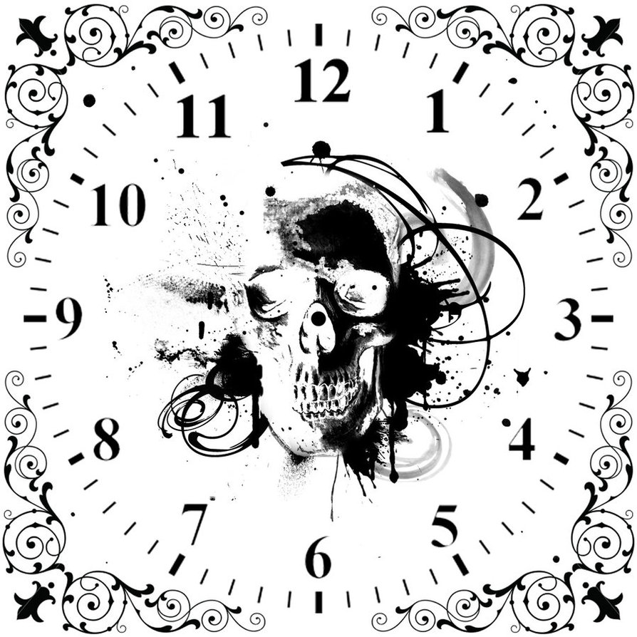 894x894 Clock Skull Face By Miracol