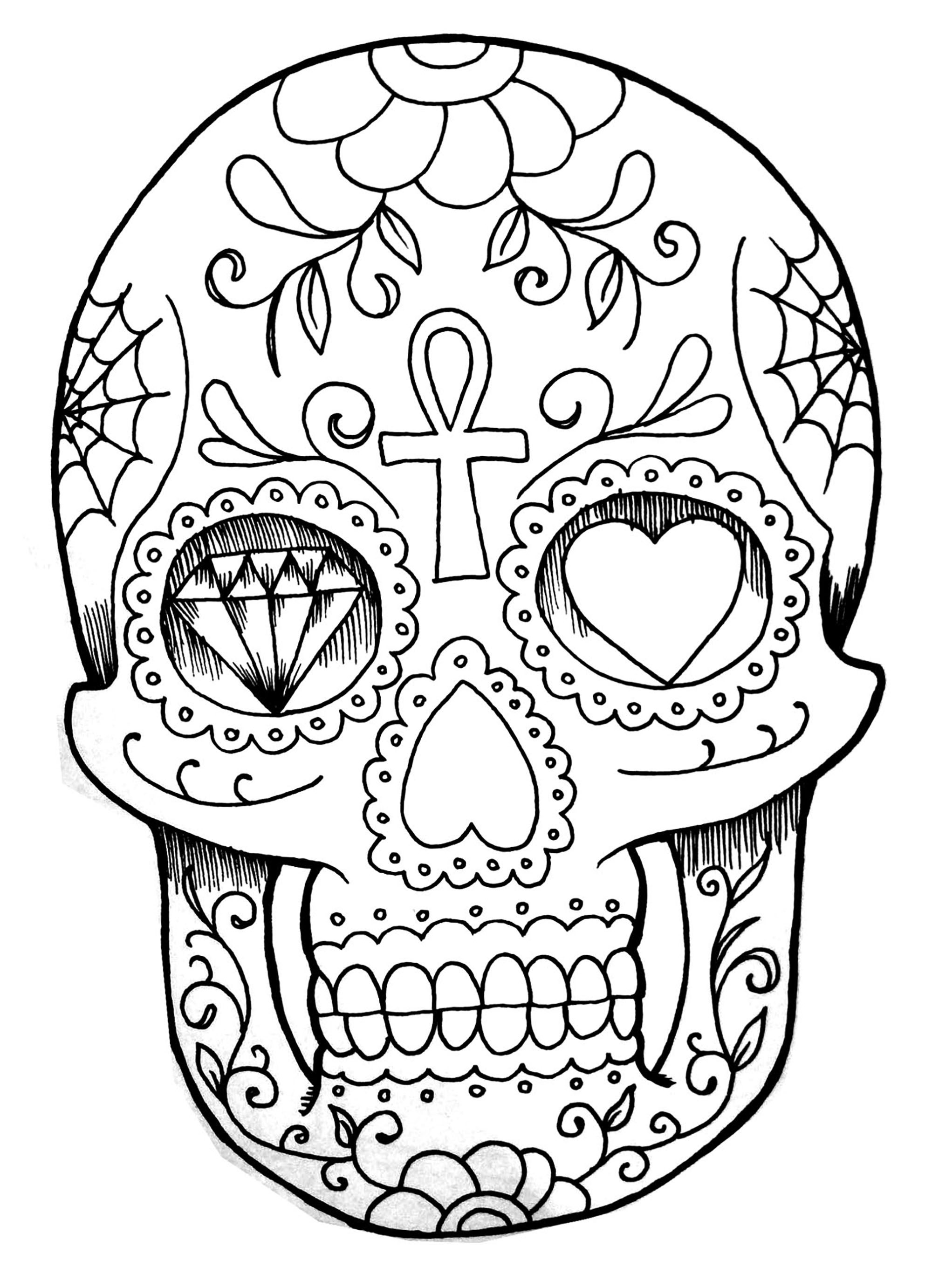 2000x2764 El Dia De Los Muertos Skull Hand Drawing