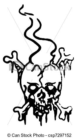 270x470 Black Skull Hand Draw Isolated On White Background Can Use Clip