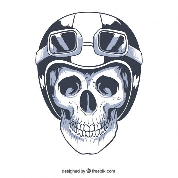 626x626 Skull Hand Drawn With Helmet And Glasses Vector Free Download