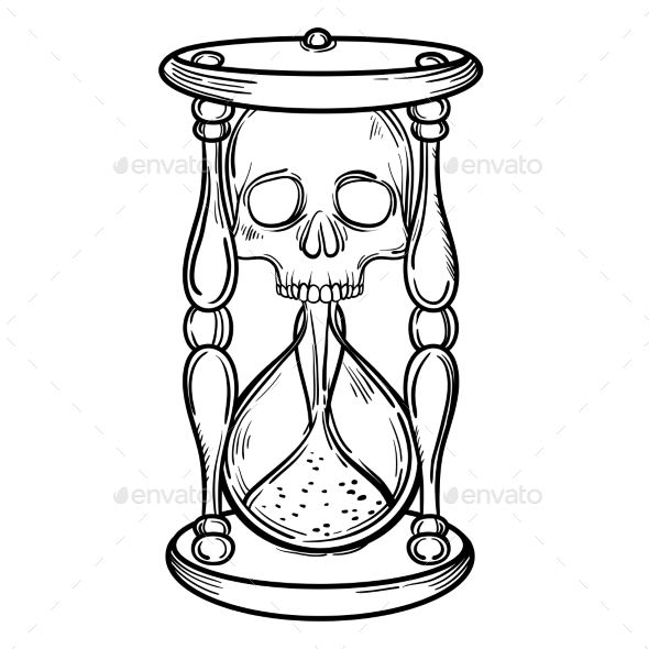 590x590 Decorative Antique Death Hourglass Illustration