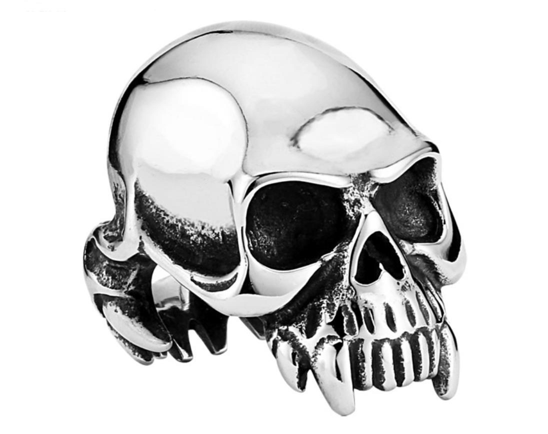 1096x868 Wholesale Stainless Steel Biker Skull Wolf Teeth Rings