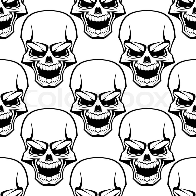 800x800 Blackd White Vector Skull Seamless Background Pattern