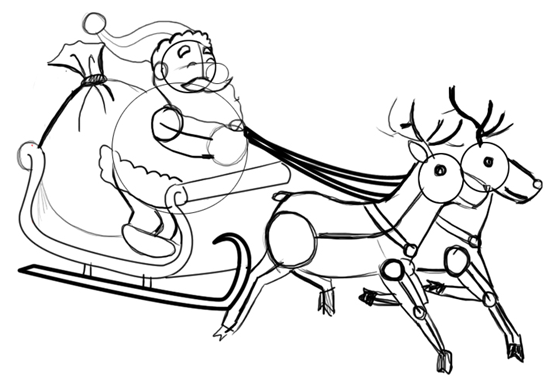 550x380 How To Draw Santa Clause Amp Reindeers And Flying Sleigh