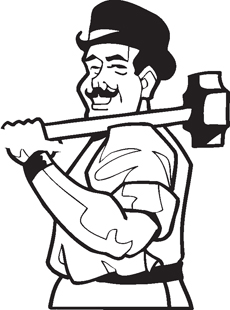 230x310 Man With Sledge Hammer Decal Cartoon Characters Cartoons