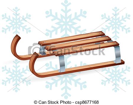450x356 Vintage Wooden Sled, Snowflakes Background Vector