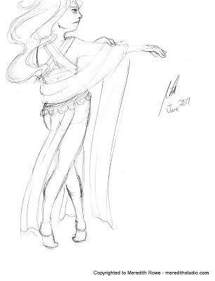 306x400 Sketch Diary Gesture Practice Dancer With Veil Bellydance Dancer