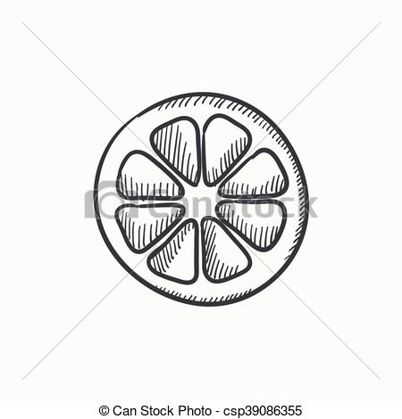 450x470 Slice Of Lemon Sketch Icon. Slice Of Lemon Vector Sketch Icon