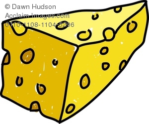 300x249 Clipart Image Of A Whimsical Drawing Of A Slice Of Cheese