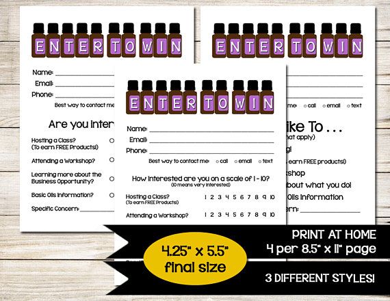 570x440 Essential Oils Enter To Win Door Prize Drawing Slip Raffle