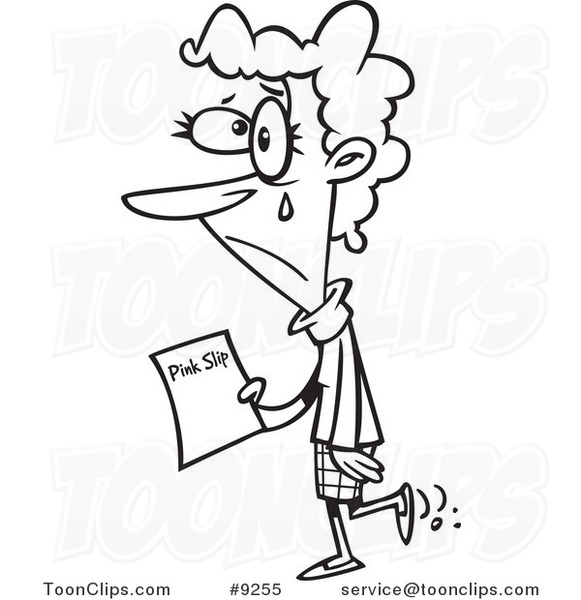 581x600 Cartoon Black And White Line Drawing Of A Sad Business Woman