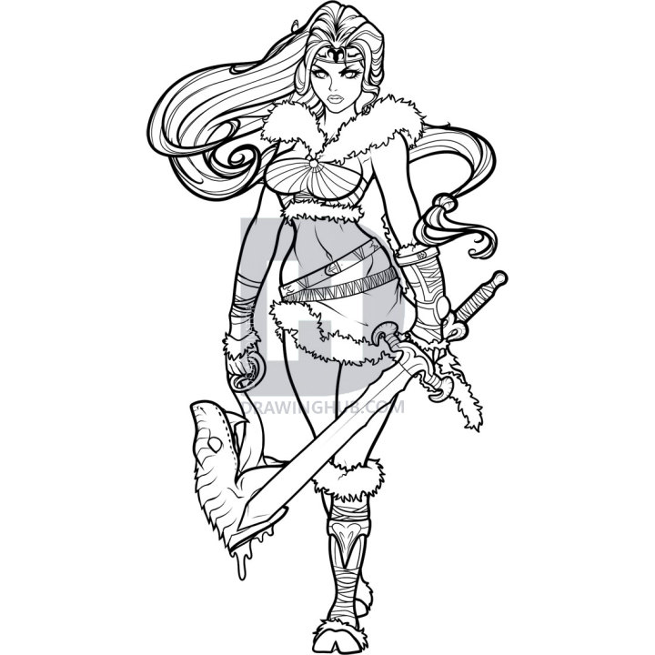 720x720 How To Draw A Barbarian, Barbarian Girl, Step By Step, Drawing