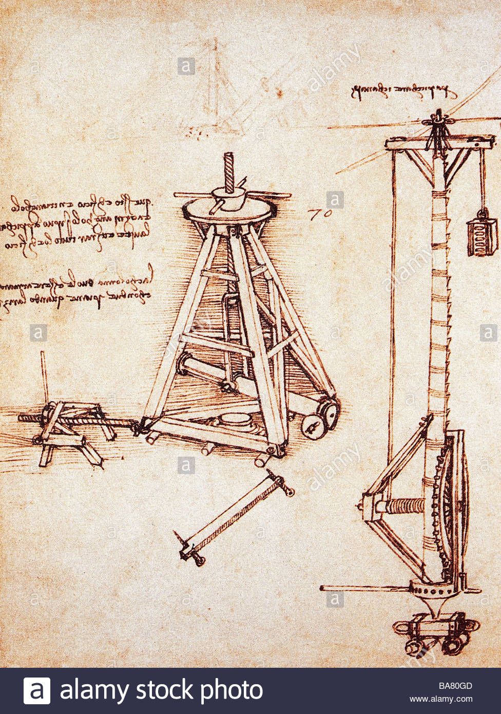 976x1390 Technical Drawing, Lifting Of Column, By Leonardo Da Vinci