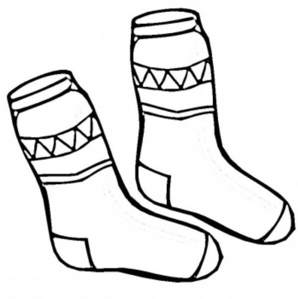 600x601 Socks Coloring Pages Printable Socks Winter Clothes Coloring Page