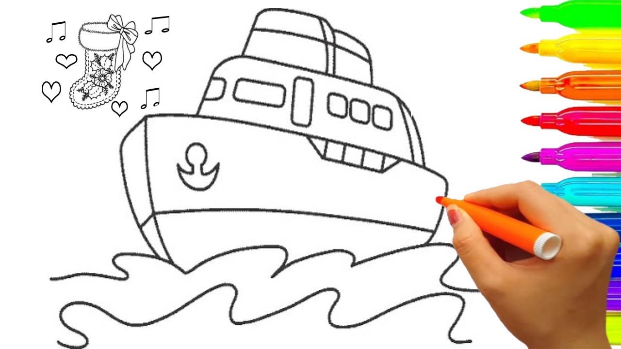 1280x720 How To Draw Boat And Sock Coloring Pages, Fun Coloring Book Video